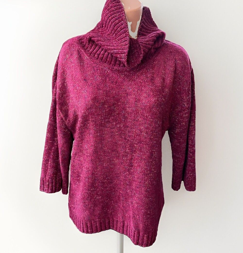Mercer Street Cowl Neck Sweater Petite Large PL Speckled Knit